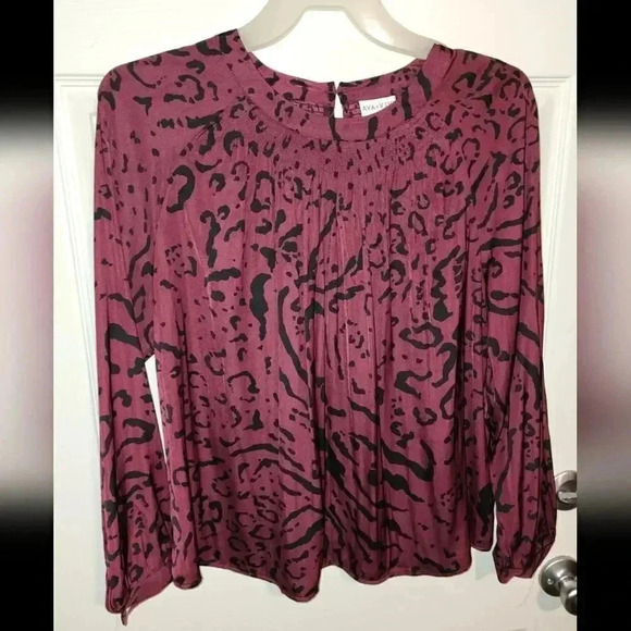 AVA & VIV Burgandy Animal Print Top Blouse Workwear Career Plus Size 1X - Picture 2 of 6